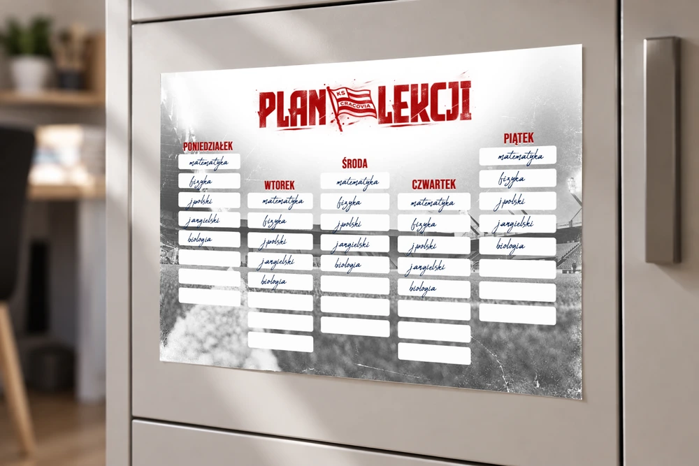 Plan lekcji Cracovia po wydrukowaniu – podgląd