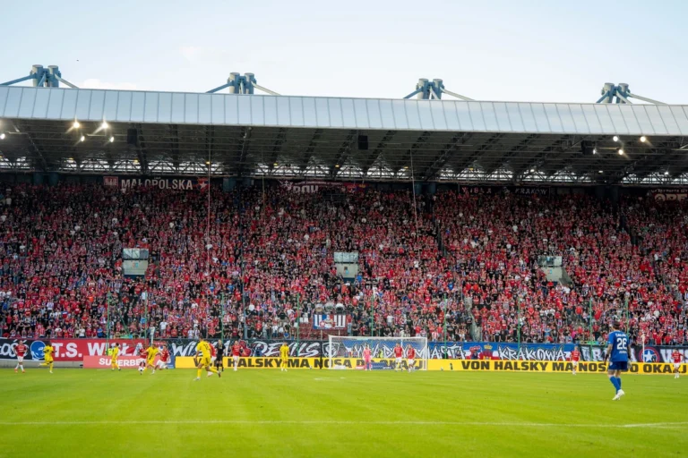 Wisła Devils flaga na stadionie Wisły podczas derbów z Wieczystą